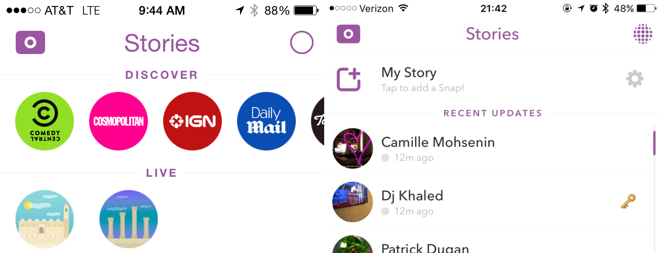 Snapchat story UI